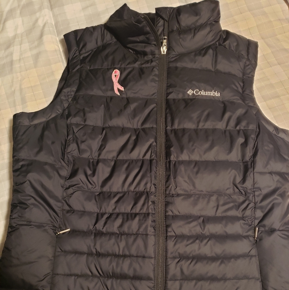 Columbia breast cancer awareness puffer vest